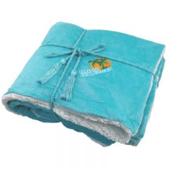 Lambswool Microsherpa Throw Blanket - Turquoise