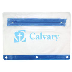 Clear Vinyl Zippered Pack with Colored Trim - 05001-clear-blue