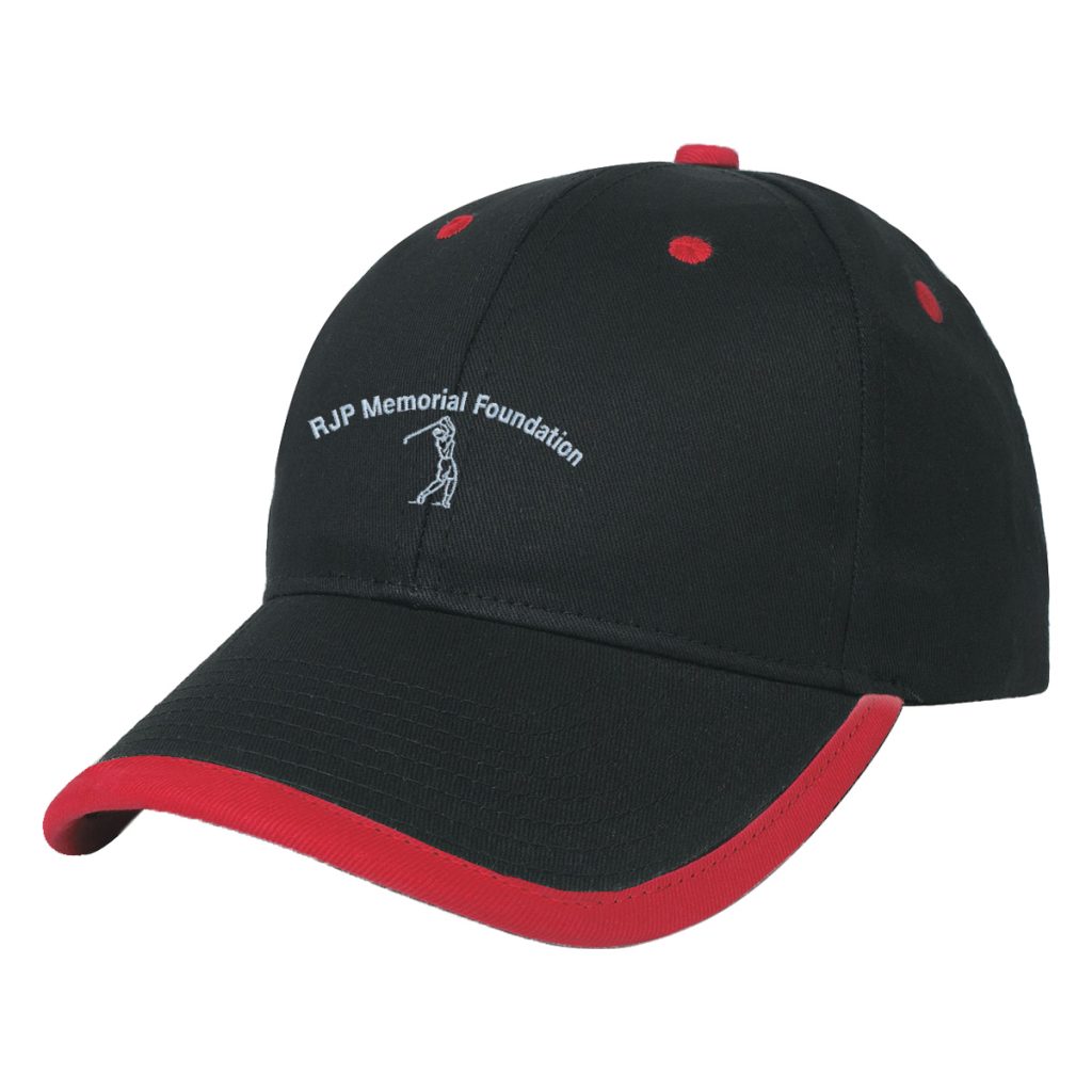 Price Buster Cap with Visor Trim - 1004_BLKRED_Embroidery
