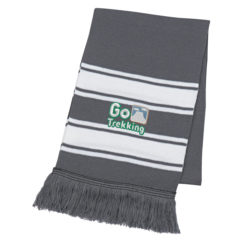 Two-Tone Knit Scarf with Fringe - 1015_GRA_Embroidery