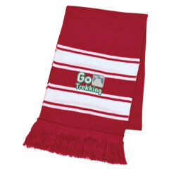 Two-Tone Knit Scarf with Fringe - 1015_RED_Embroidery