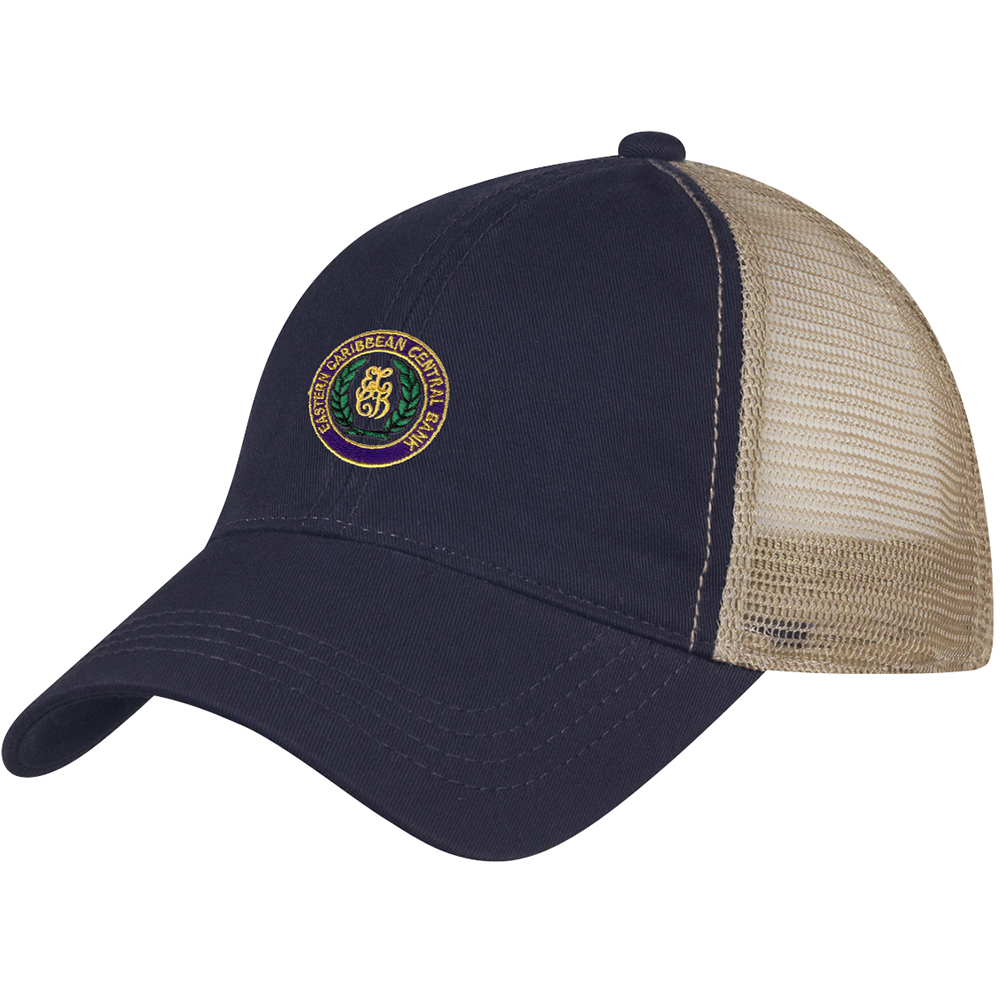 Washed Cotton Mesh Back Cap - 1023_NAVKHK_Embroidery