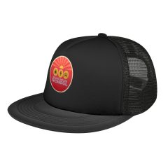 Flat Bill Trucker Cap - 1038_BLKBLK_Wovenpatch