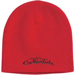 Knit Beanie Cap - 1075_RED_Embroidery