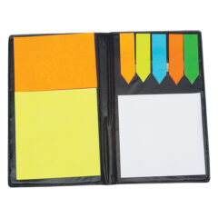 Leather Look Padfolio with Sticky Notes and Flags - 1360_BLK_Open