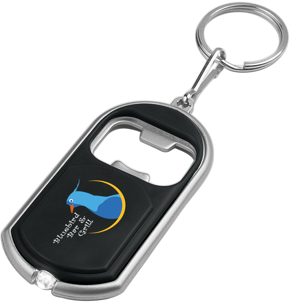 Bottle Opener Key Chain with LED Light - 162_BLK_Blank_Digibrite