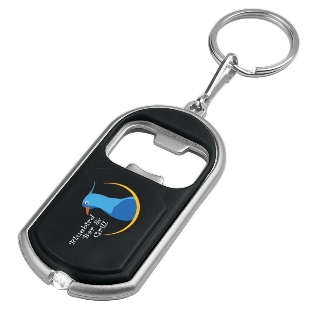 Bottle Opener Key Chain with LED Light - 162_BLK_Blank_Digibrite