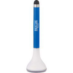 Stylus Pen Stand with Screen Cleaner - 186_WHTBLU_Silkscreen