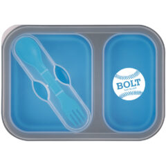 Collapsible 2-Section Food Container With Dual Utensil - 2121_BLU_Padprint