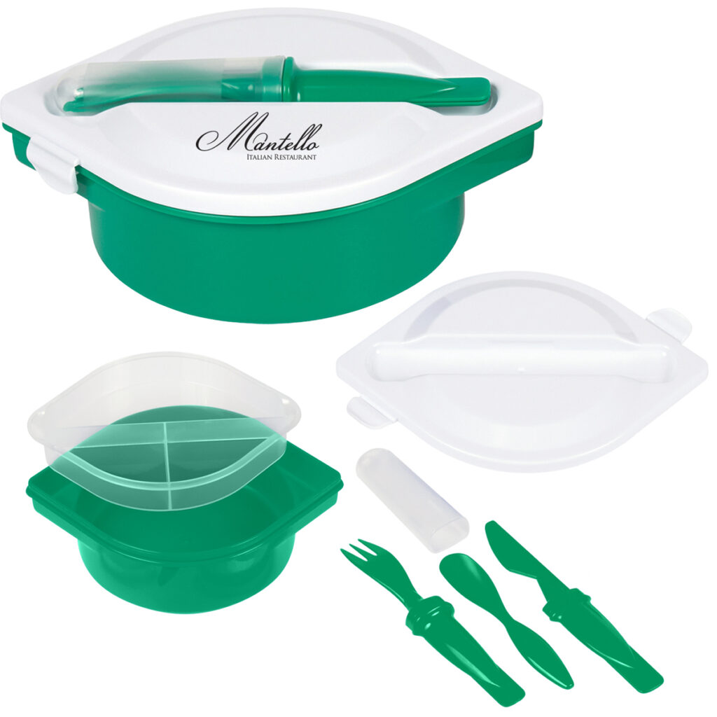 Multi-Compartment Food Container with Utensils - 2124_GRN_group