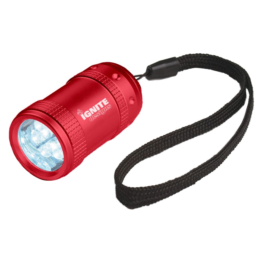 Aluminum Small Stubby LED Flashlight With Strap - 2500_RED_Laser
