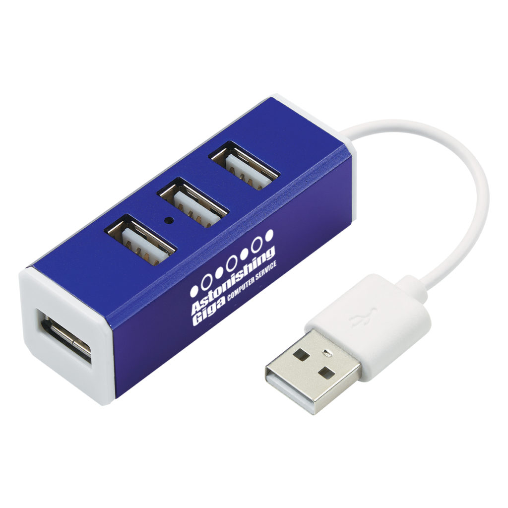 Aluminum USB Hub – 4 Port - 2832_BLU_Laser