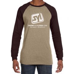 Canvas Baseball Jersey T-shirts - Tan With Brown