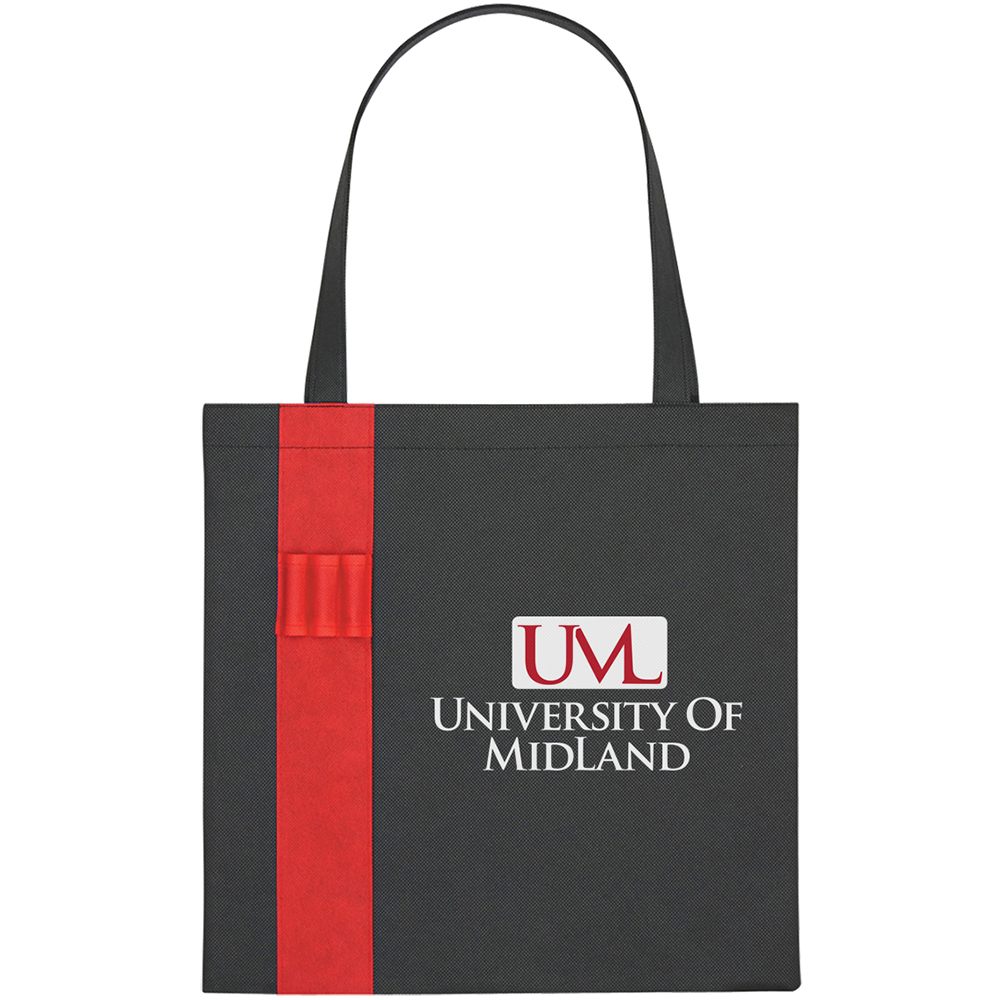 Non-Woven Colony Tote Bag - 3045_BLKRED_Colorbrite