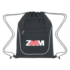 Drawstring Sports Pack With Dual Pockets - 3053_BLKBLK_Colorbrite