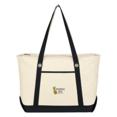 Large Cotton Canvas Sailing Tote - 3225_NATBLK_Embroidery