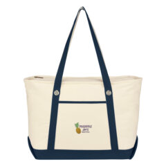 Large Cotton Canvas Sailing Tote - 3225_NATNAV_Embroidery