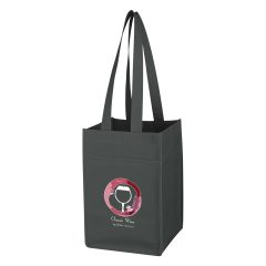 Non-Woven 4 Bottle Wine Tote - 3324_BLK_Colorbrite