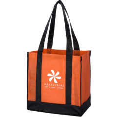 Non-Woven Two-Tone Shopper Tote Bag - 3331_ORNBLK_Silkscreen