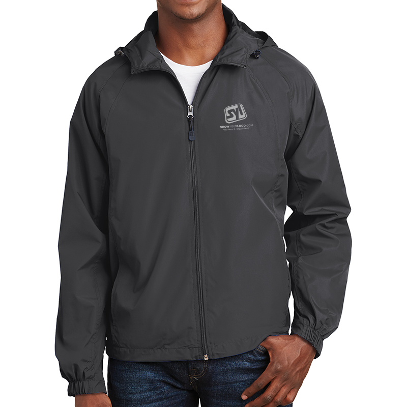 Sport-Tek® Hooded Raglan Jacket - 3339-GraphiteGrey-1-JST73GraphiteGreyModelFront-1200W
