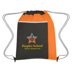 Drawstring Backpack with Large Pocket - 3382_ORN_Colorbrite