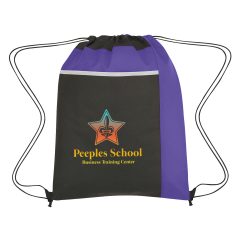 Drawstring Backpack with Large Pocket - 3382_PUR_Colorbrite