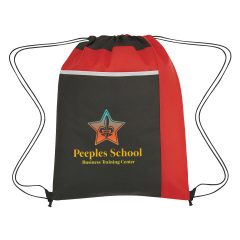 Drawstring Backpack with Large Pocket - 3382_RED_Colorbrite