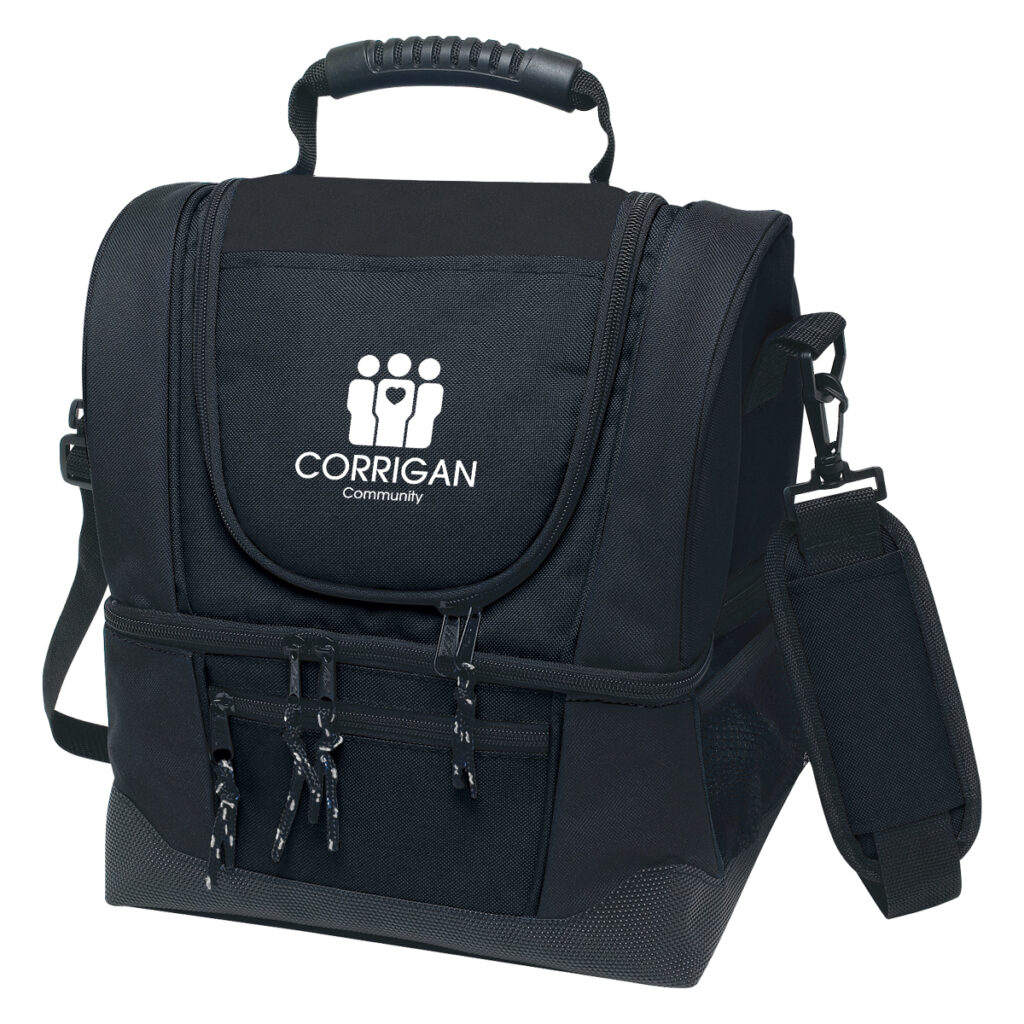 Dual Compartment Cooler Bag – 12 cans - 3501_BLK_Silkscreen