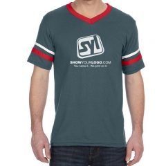 Augusta Stripe Sleeve T-shirts - Graphite With Red And White