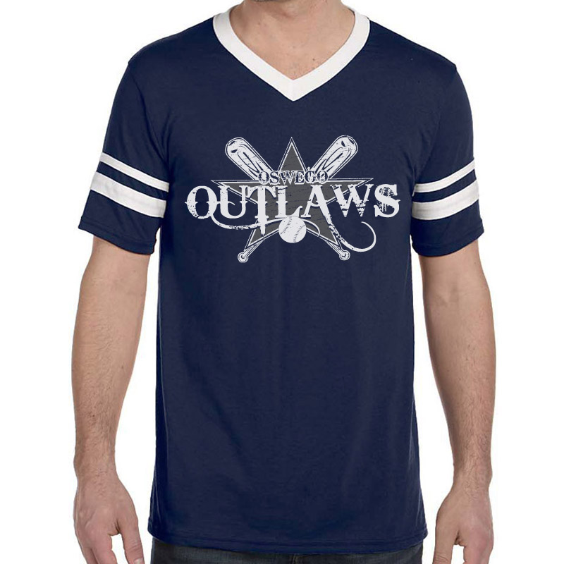 Augusta Stripe Sleeve T-shirts - Navy With White