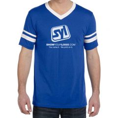Augusta Stripe Sleeve T-shirts - Royal With White