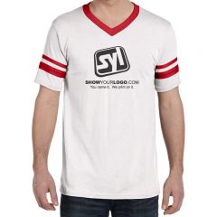 Augusta Stripe Sleeve T-shirts - White With Red