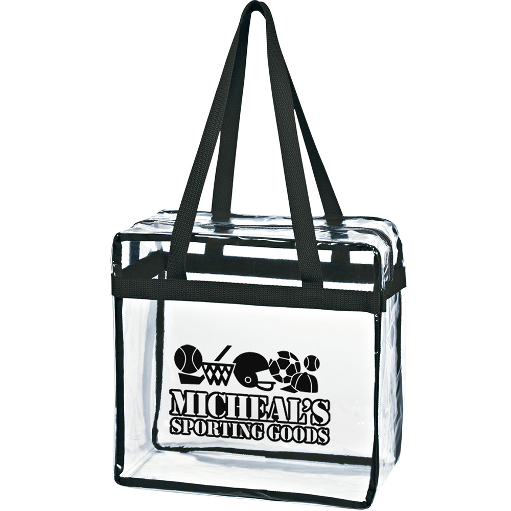 Clear Tote With Zipper - 3603_CLRBLK_Silkscreen