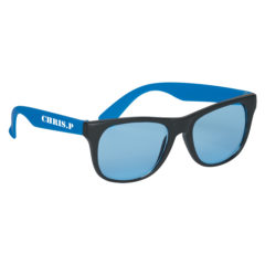 Tinted Lenses Rubberized Sunglasses - 4001_BLKBLU_Silkscreen