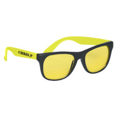 Tinted Lenses Rubberized Sunglasses - 4001_BLKYEL_Silkscreen