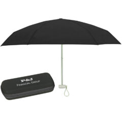 Telescopic Folding Travel Umbrella With Eva Case – 37″ Arc - 4027_BLK_Silkscreen