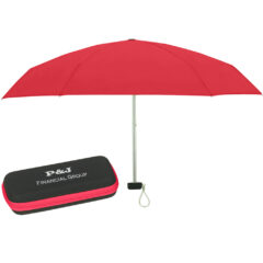 Telescopic Folding Travel Umbrella With Eva Case – 37″ Arc - 4027_RED_Silkscreen