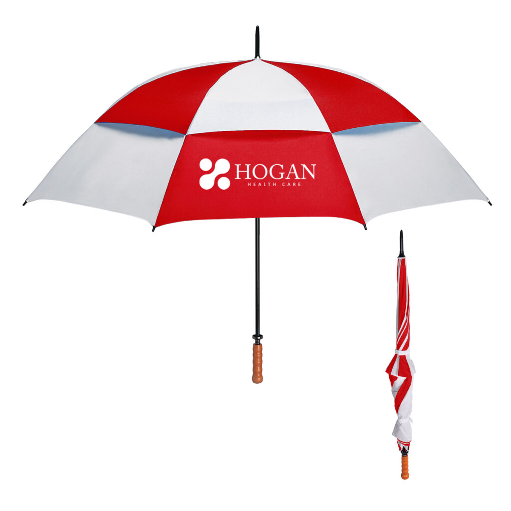 Windproof Vented Umbrella – 68″ Arc - 4039_WHTRED_Silkscreen
