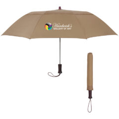 Telescopic Folding Wood Handle Umbrella – 44″ Arc - 4120_KHK_Colorbrite