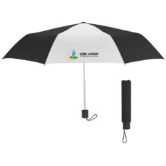 Budget Telescopic Umbrella – 42″ Arc - 4130_BLKWHT_Colorbrite