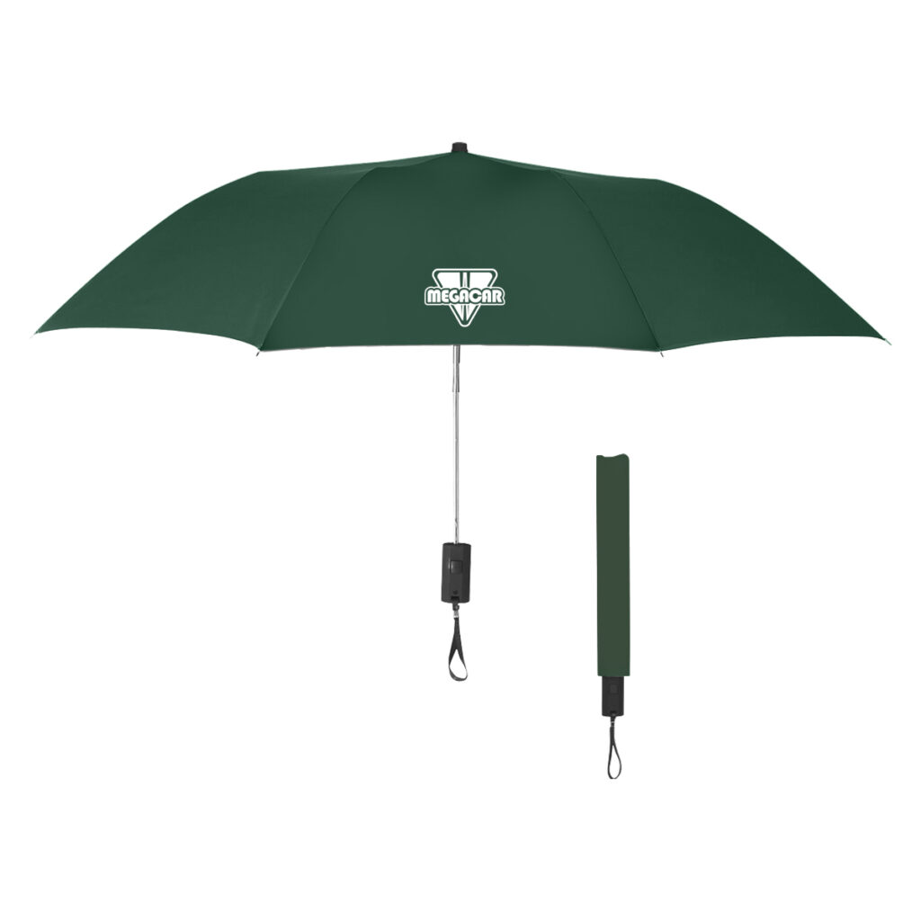 Auto-Open Telescopic Folding Umbrella – 44″ Arc - 4135_GRF_Silkscreen