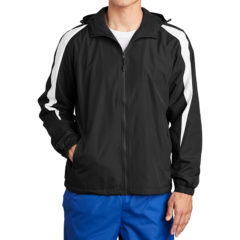 Sport-Tek® Fleece-Lined Colorblock Jacket - 4714-BlkWhite-1-JST81BlkWhiteModelFront1-1200W