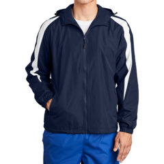 Sport-Tek® Fleece-Lined Colorblock Jacket - 4714-TrNvWhite-1-JST81TrNvWhiteModelFront1-1200W