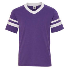 Youth Augusta Sportswear V-Neck Jersey with Striped Sleeves - 50329_f_fm