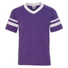 Youth Augusta Sportswear V-Neck Jersey with Striped Sleeves - 50329_f_fm