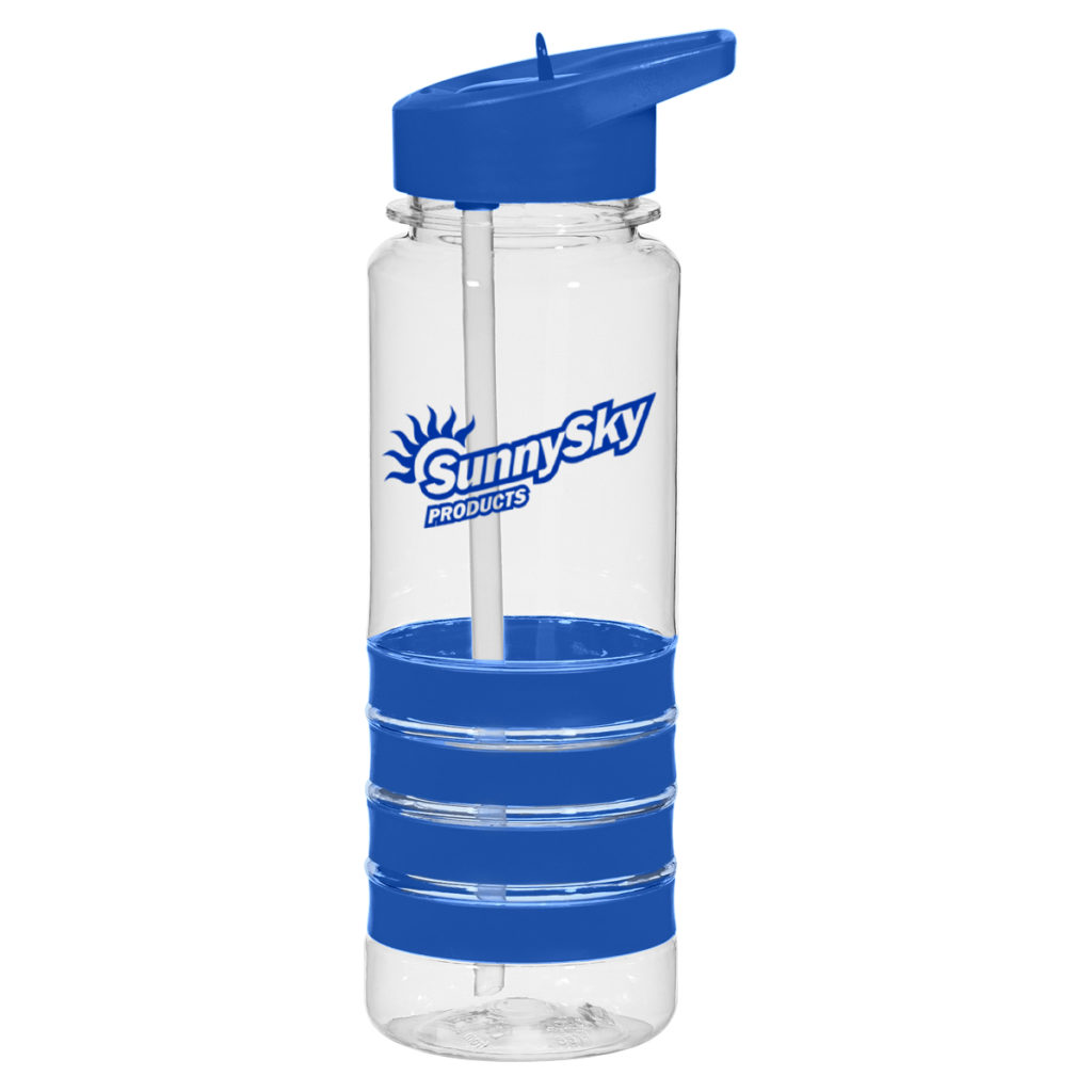 Banded Gripper Bottle – 24 oz - 5808_CLRBLU_Silkscreen