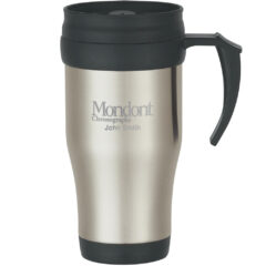 Stainless Steel Slide Action Travel Mug – 16 oz - 5841_SIL_Personalization_Laser