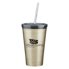 Stainless Tumblers with Straw – 16 oz - 5845_SIL_Silkscreen