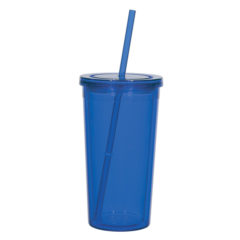 Double Wall Acrylic Tumbler With Straw – 24 oz - 5868_trans_blue