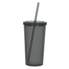 Double Wall Acrylic Tumbler With Straw – 24 oz - 5868_trans_charcoal